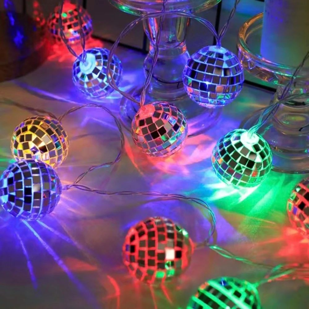 Disco Ball LED String Lights 5ft Warm Tone & Colorful Option Mirrorball NEW